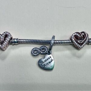 Pandora rose gold snake chain bracelet with charms